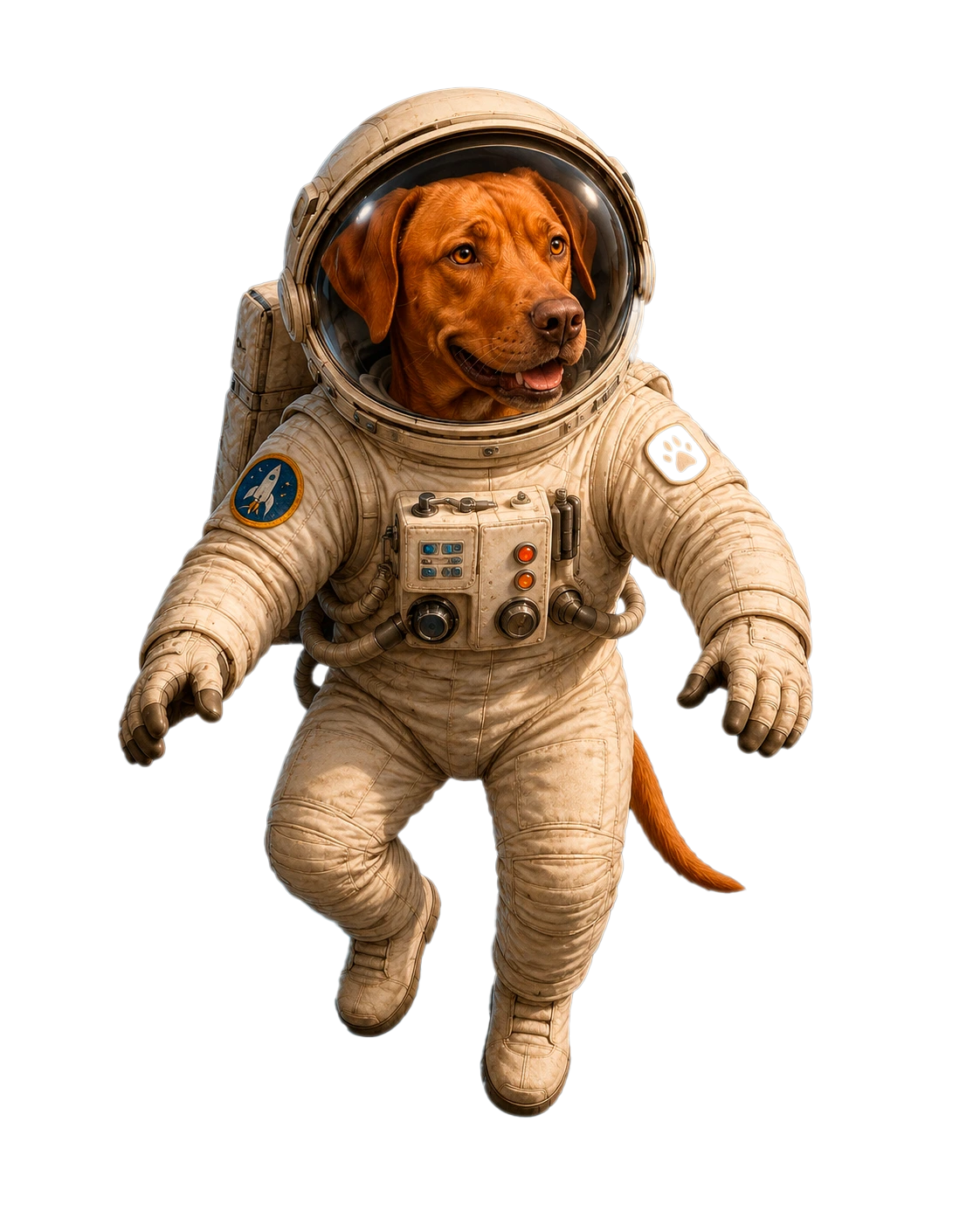 Kenzo, der Studiohund des Arthouse Studio, als Astronaut